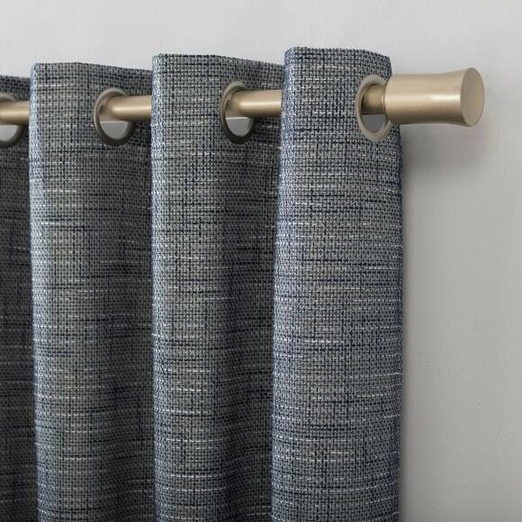 Sun Zero 84x52" Kline Burlap Weave Thermal Blackout Grommet Curtain Panel Navy* - Picture 1 of 4